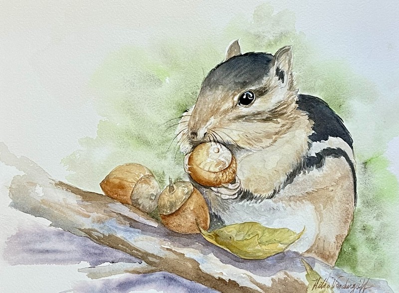 Chipmunk Original Watercolor Painting