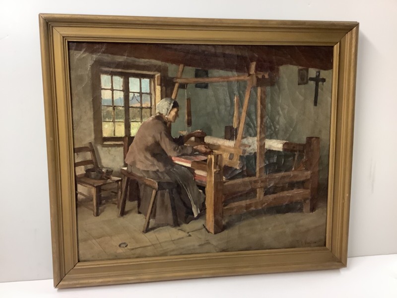 Frederick Porter Vinton Oil/Canvas Woman Weaving Late 1800's gallery