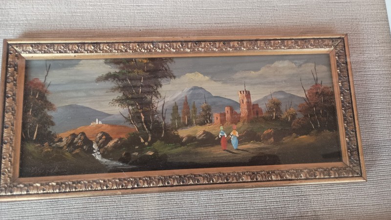 Small Landscape Country Side Oil Painting by "Angelini"? in Shadow Box Frame gallery