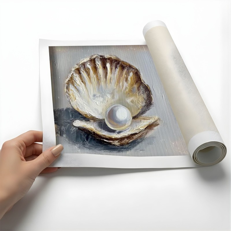 Hand-Painted Scallop with Pearl Original Oil Painting Living Room Wall Art gallery