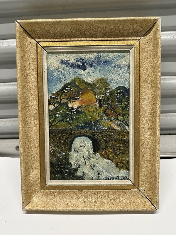 Impressionistic Impasto Style Framed Landscape oil Painting 20Th Century Vintage