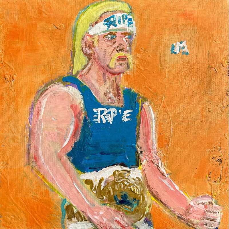 Rip Thomas Wrestling Painting Acrylic on Canvas 8×8 Sergio Santos elsantosworld