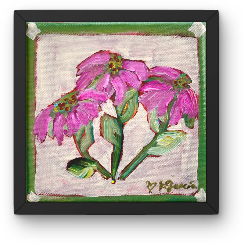 Muse Era Farm Flowers 6×6 Whimsy Abstract Floral Expressionism Home Decor Art