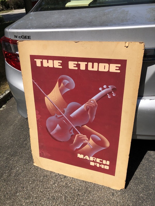 Antique Hand Painted Art Deco Airbrush Advertising Poster Etude Magazine 1940