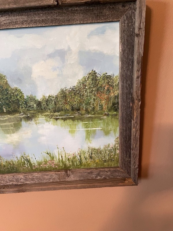 Original Framed Oil Painting By NC Artist S. Sweet “ Lake Thom-a-Lex” 19” X 23” gallery