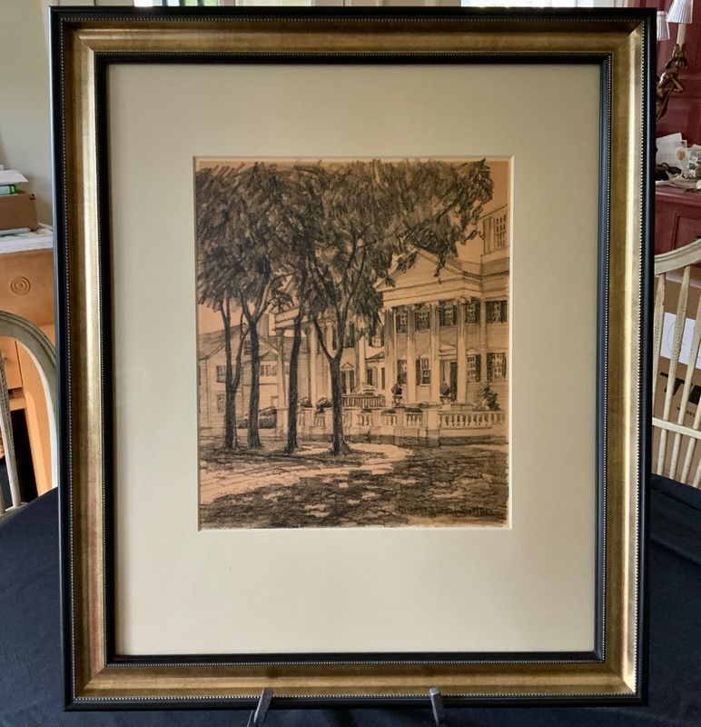 Ruth Haviland Sutton Pencil Charcoal Drawing / Main St & Pleasant St Nantucket gallery