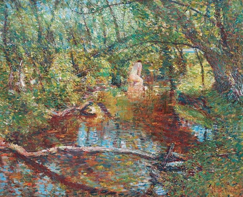 Sunlight Brook Painting by Frederick Childe Hassam Art Reproduction