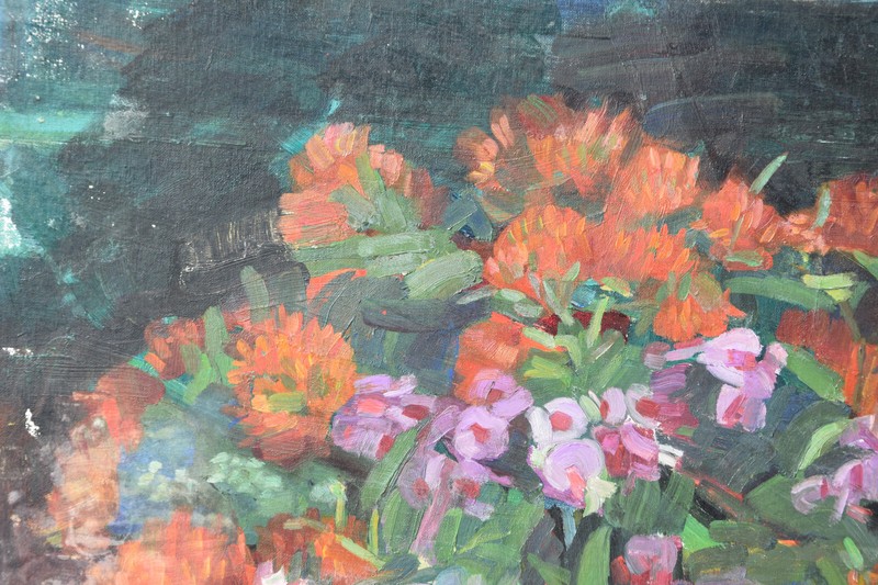 Luise Kornsand 1876-1972 Karlsruhe/painting still life begonia violets/exile gallery