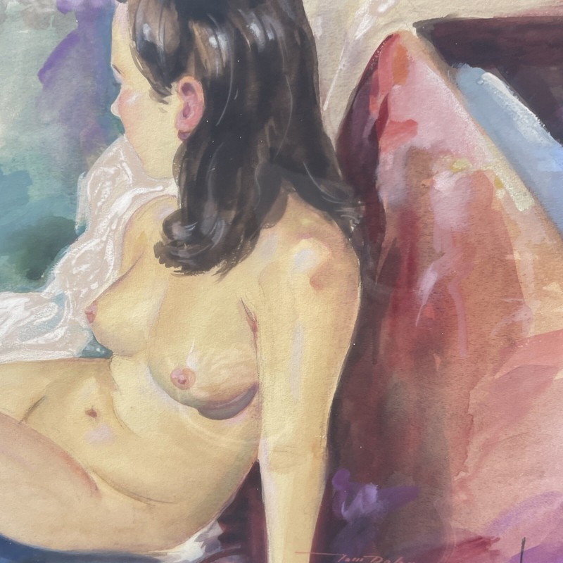 Beautiful 1940s Nude/Risqué Watercolor Tom Dolan Chicago Pretty Model Painting gallery