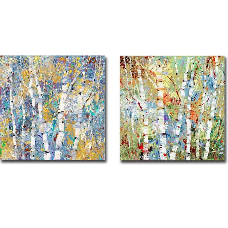 Colored Forest by Bradshaw 2-pc Gallery Wrap Canvas Art Set (24 in x 24 in Each)