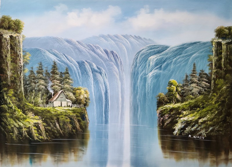 Landscape «signed by R. Boren» #5G-3, 36×48, Hand Painted Oil Painting on Canvas