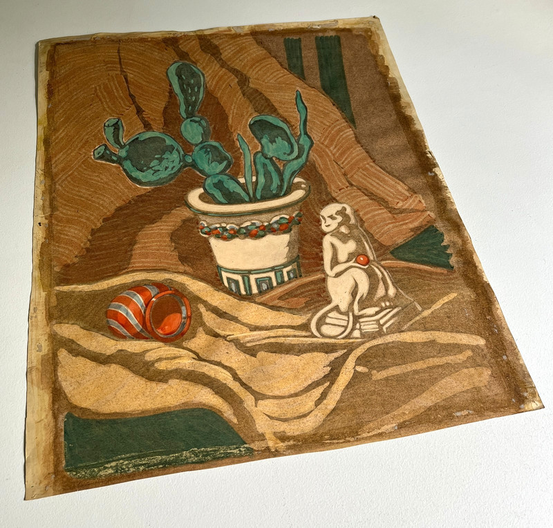 Antique Still Life Watercolor Art Painting, Hazel Frazee, Chicago gallery