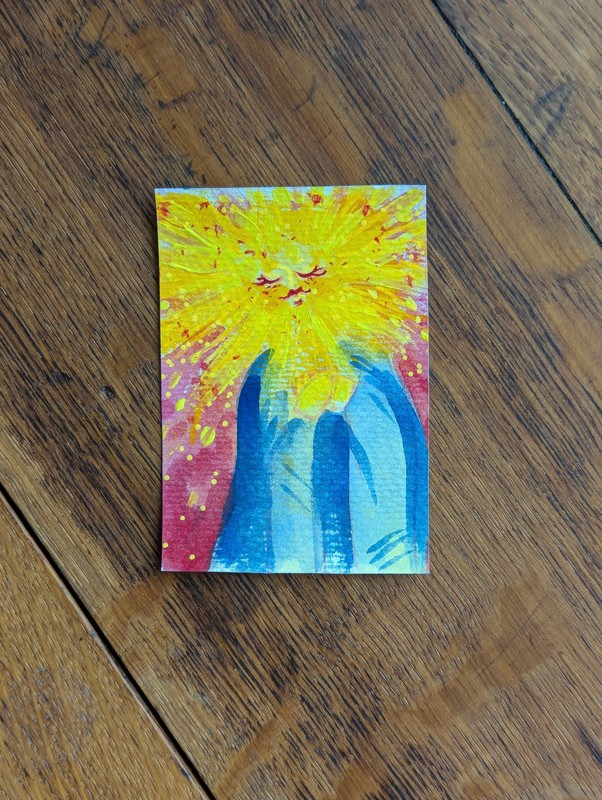 ACEO Card Celestial Series #4 ORIGINAL ART Watercolour Gouche gallery