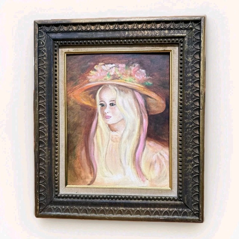 Beautiful Veronica At Sweet Sixteen,Oil Painting Portrait with Flowers Top Hat