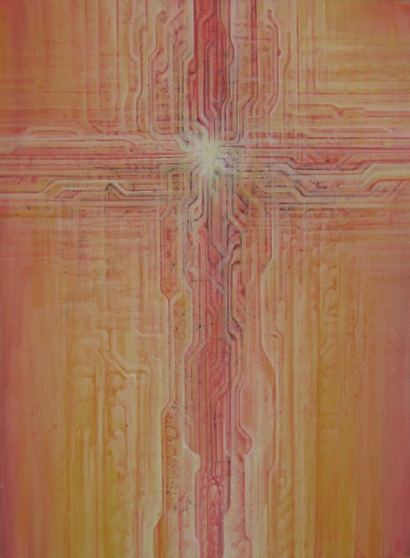 Crux Arcana oil on canvas 30×24″ (half priced for damage)