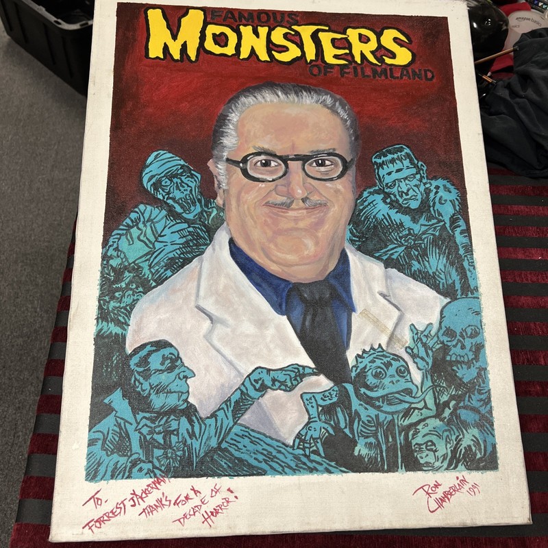 forrest j ackerman Decades Of Horror Oil Painting By Ron Chamberlain 1991 24x18 gallery