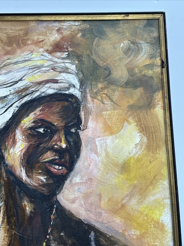 ROBERT RUCKER PAINTING BLACK PORTRAIT LISTED FAMOUS LOUISIANA WOMAN MID CENTURY gallery