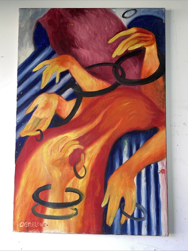 Original Oil Painting. 30×20” Signed CastleLove SoHo NYC Mid 90s FREE SHIPPING