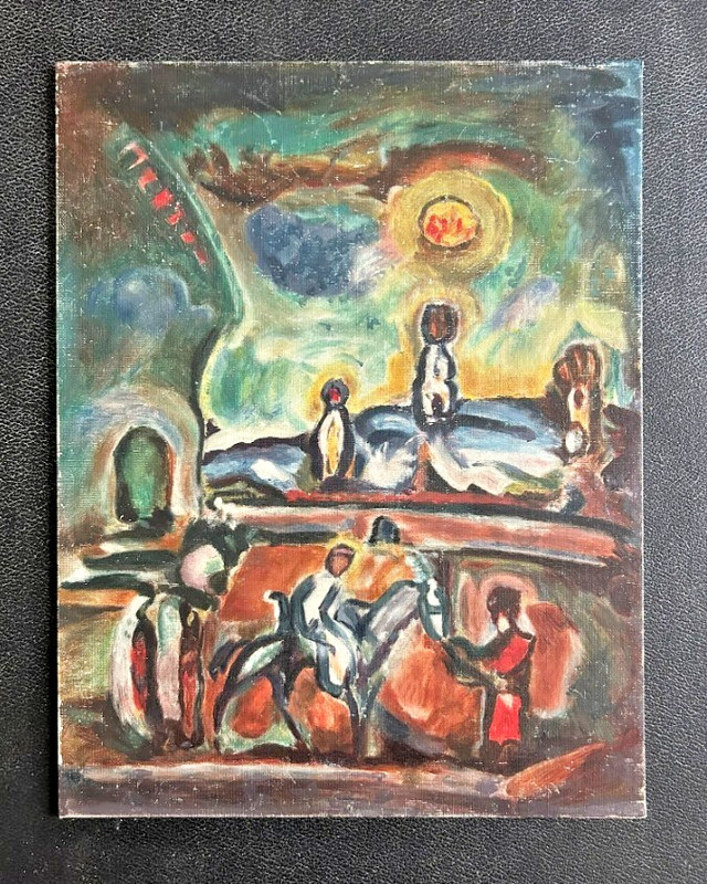 French Oil Painting after Georges Rouault * Flight into Egypt * 11 x 14 Signed