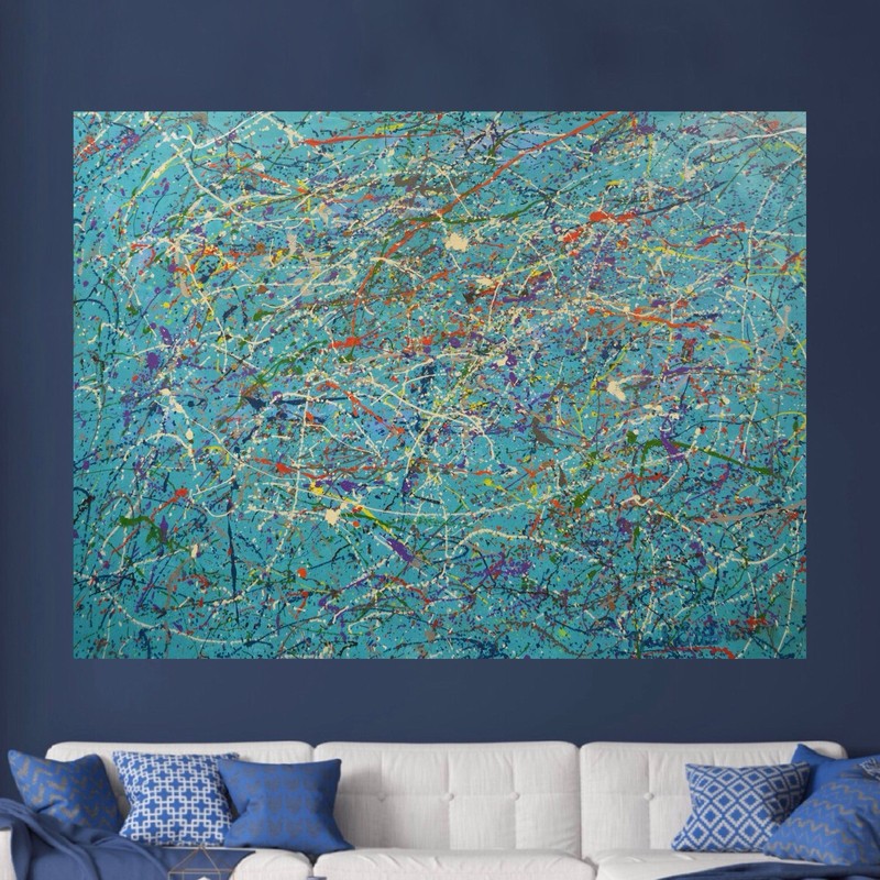 Jackson Pollock Style Giant Canvas Painting 84”X62” (7 Foot) Abstract Modern XL gallery