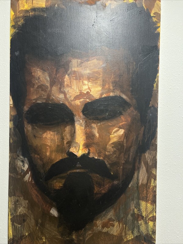 Original Oil Painting Portrait Man Multiple Face Long Vertical 24x48 Military gallery
