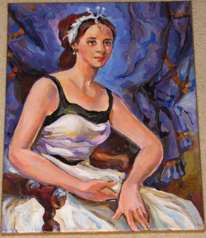 Ballerina ORIGINAL Acrylic PAINTING on stretched canvas 14"x 18"by L Angel gallery