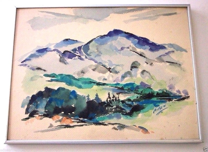 MOUNTAIN LANDSCAPE PAINTING SIGNED AIKEN LISTED