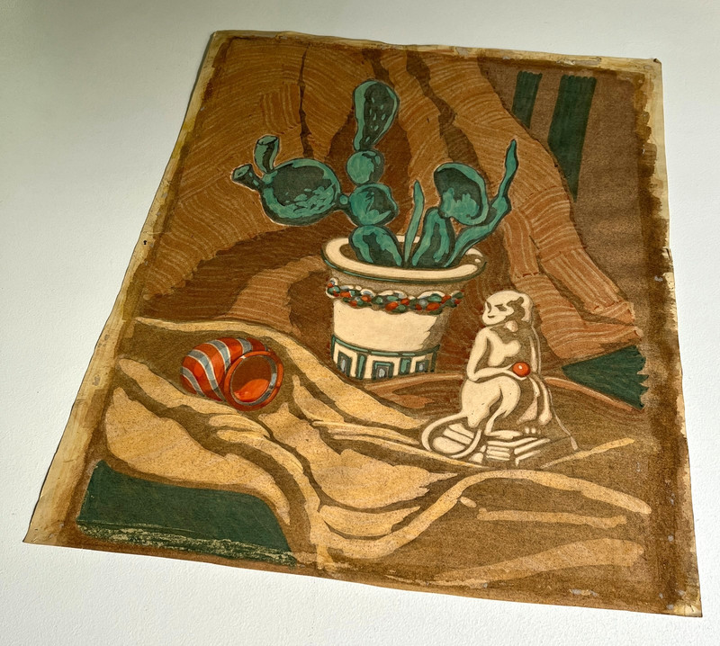 Antique Still Life Watercolor Art Painting, Hazel Frazee, Chicago gallery
