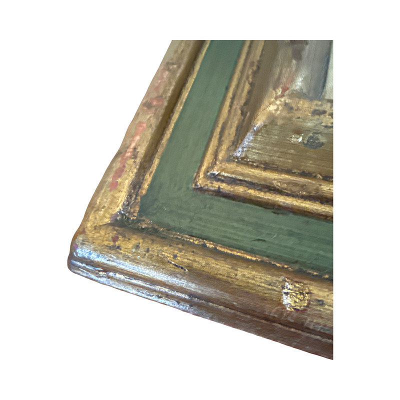 Signed Factory Art Floral Still Life Painting in Layered Gilt Frame gallery