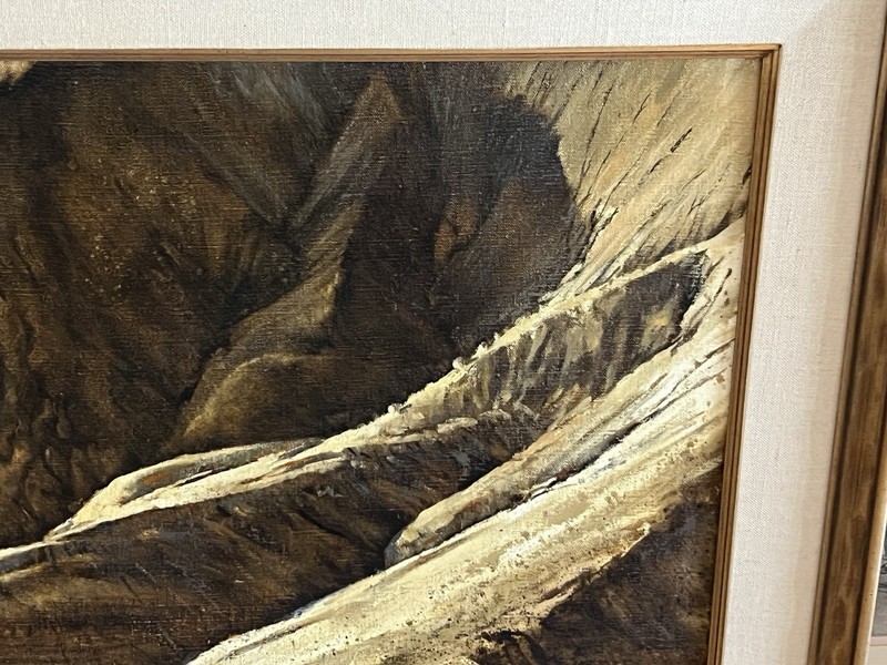 EARL CARPENTER ORIGINAL “THE HOGBACK” LARGE SOUTHWEST OIL PAINTING 38x38” Framed gallery