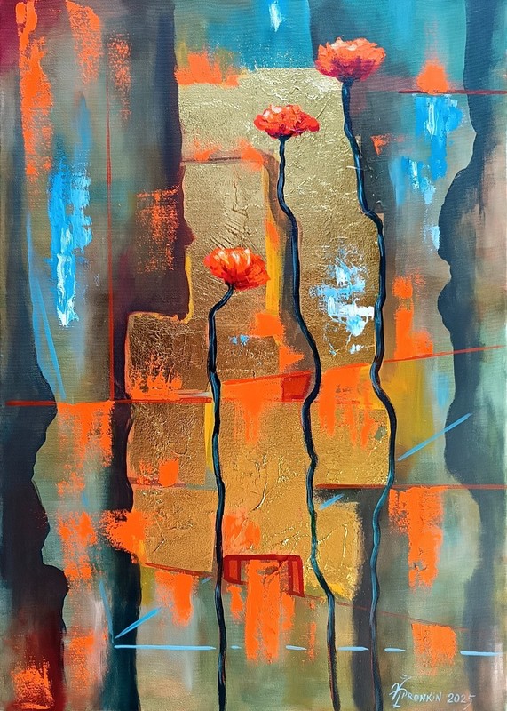 Original painting Oil canvas modern contemporary ART surrealism Pronkin 25 RED