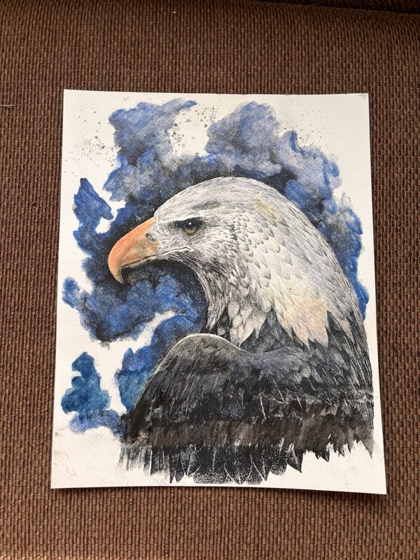 Eagle Painting Jackie Watercolor Art Original Signed by Artist Big Bear Lake