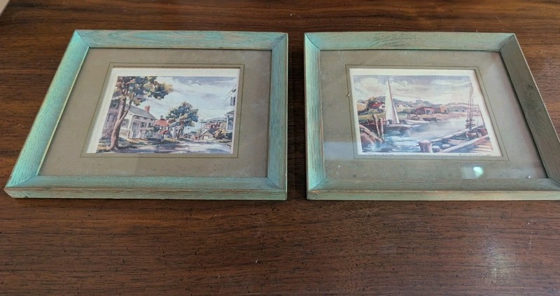R.C. Lockhardt TWO Rare Vintage Prints: Pleasant Cove Signed Framed