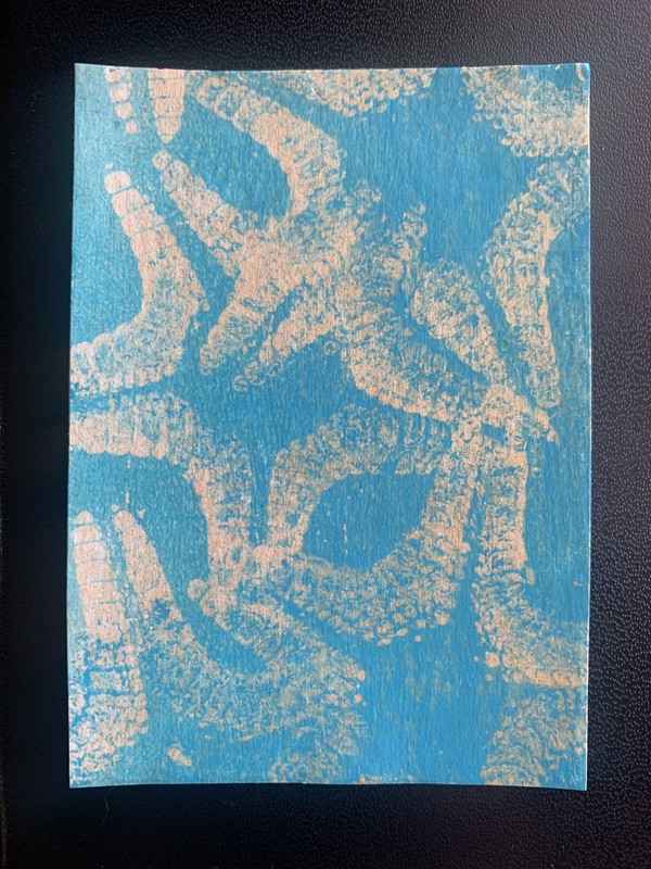 ACEO Original Painting Abstract Teal Turquoise Metallic Gold Textured Fine Art gallery