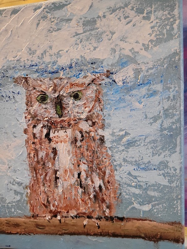 Textured Owl Painting Vibrant Abstract Expressionism Canvas Painting gallery