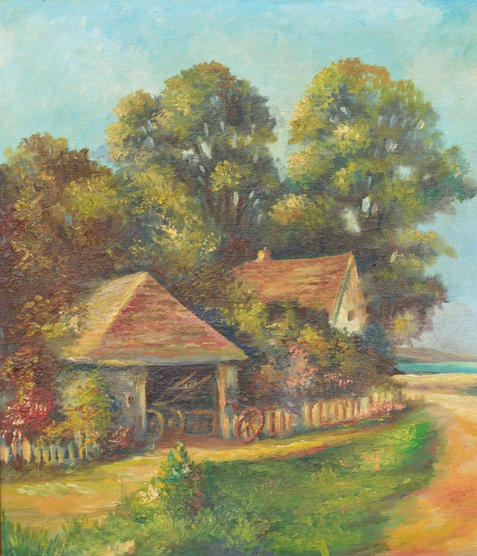 STELLAR Oil Painting of Wakefield Virginia, Signed "W. Nuttall" LARGE 39 x 25! gallery