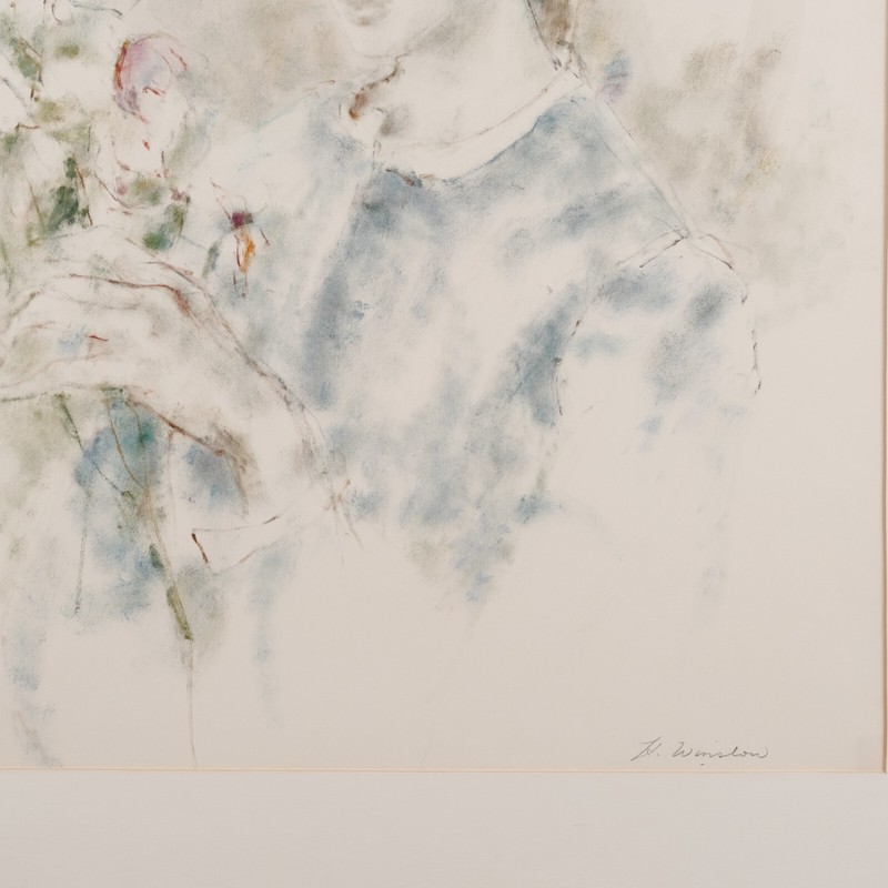Helen Winslow Untitled Signed Framed Matted Unique Original Watercolor Painting gallery