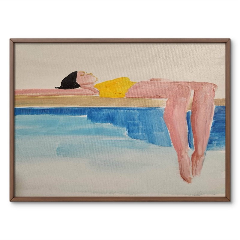 Unique Girl By Pool Original Home Decor Wall Art 14X11 Canvas Acrylic