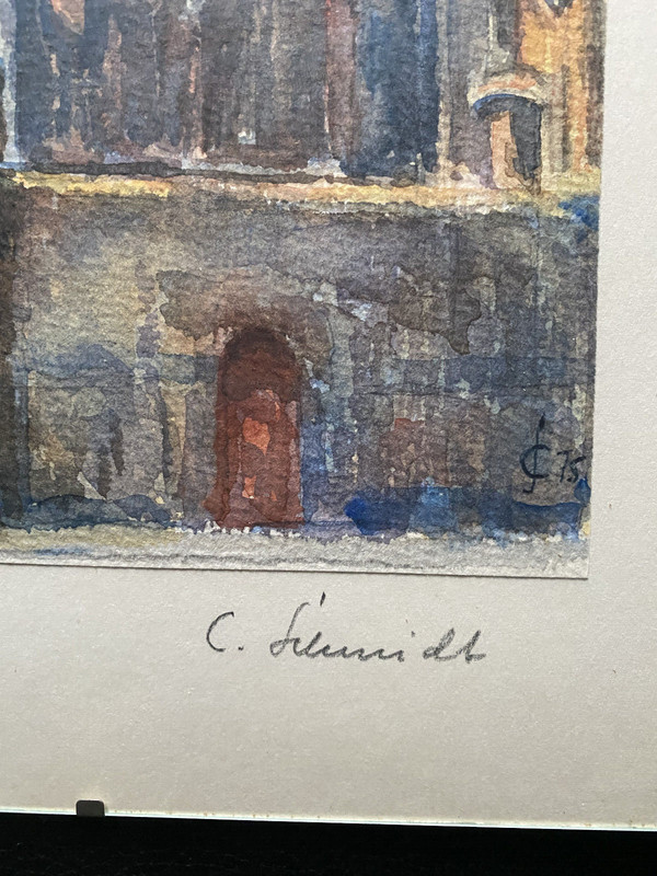 Aquarell Muster Zu Thann Elsass C. Schmidt Rahmen Selten Kathedrale Kirche Alt gallery