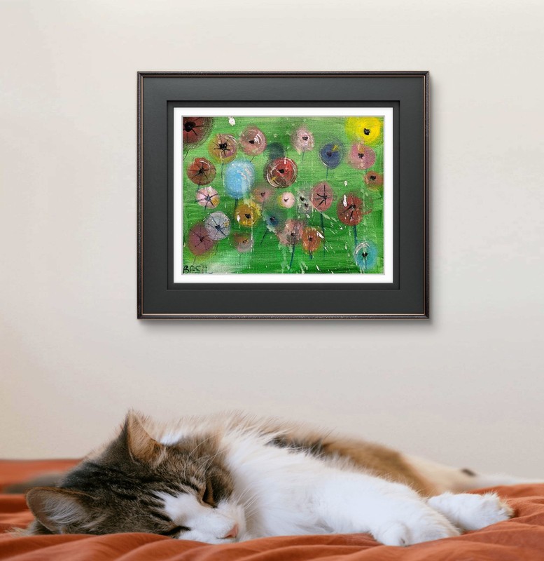 Garden Of Flowers Bold Color Modern Abstract Art Original Canvas 11x14 gallery