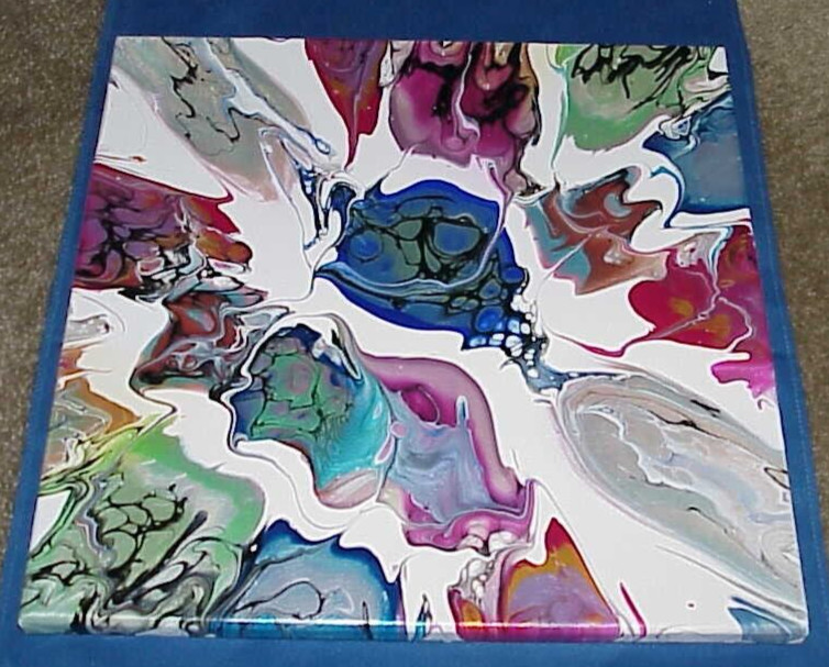ORIGINAL ACRYLIC PAINTING ABSTRACT ART Wall Decor fluid pour SPLASH OF COLOR
