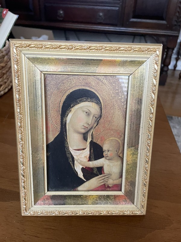 Framed print of Madonna and Child painting by Italian artist Lippo Memmi 4×6