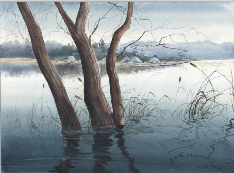 Early Thomas A DeDecker Original Painting Art Unframed «Priest Lake»