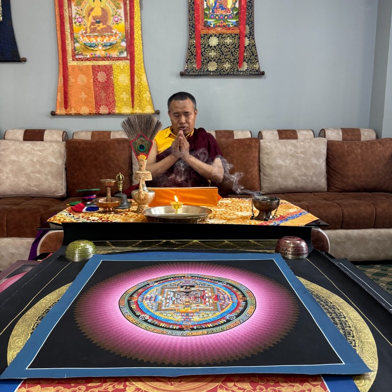 Master Quality Rainbow Kalachakra Mandala, HH Dalai Lama, Fine Him gallery