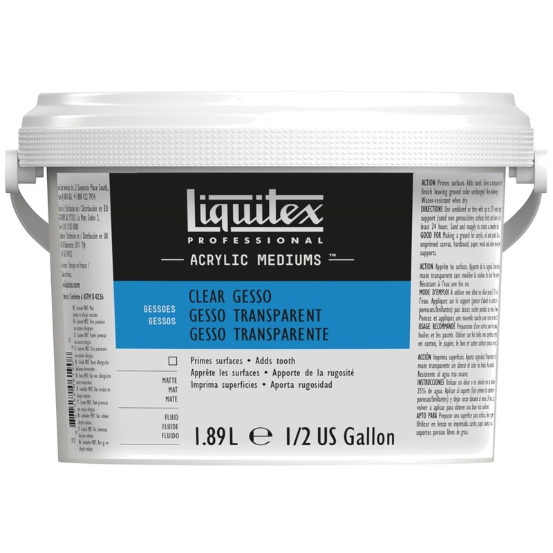 Half Gallon Clear Gesso Medium, 64oz - Professional Grade