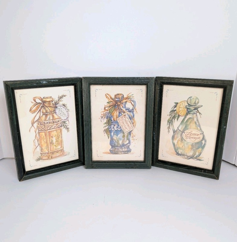 Vinegar Bottles 3 Watercolor 90s Litho In USA Decorative Jerianne Van Dijk