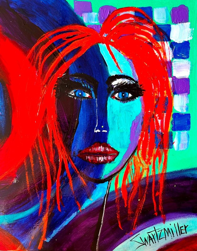 SEXY GIRLFRIEND Painting SWARTZMILLER DNA SIGNED ART UPCYCLED unique ACRYLIC NEW gallery