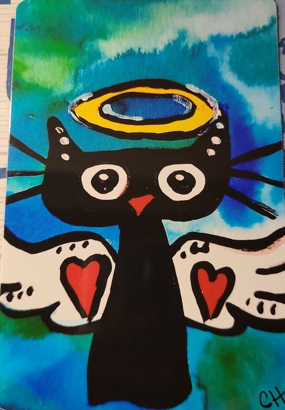 "NEW" NOT ACEO "ANGEL CAT" 3.5X5.5 ART MAGNET 2000-now gallery