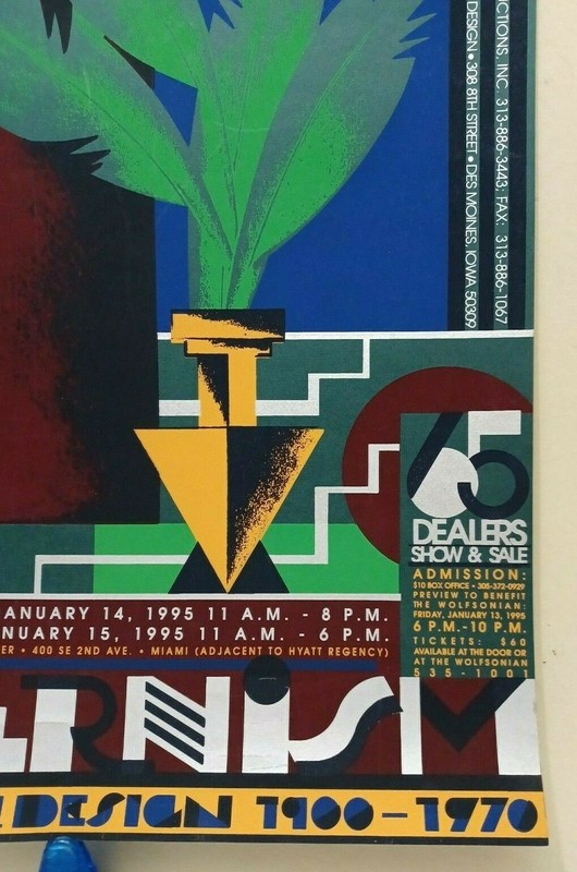 1995 MIAMI MODERNISM ART & DESIGN ART DECO LE SILKSCREEN EXHIBITION POSTER gallery