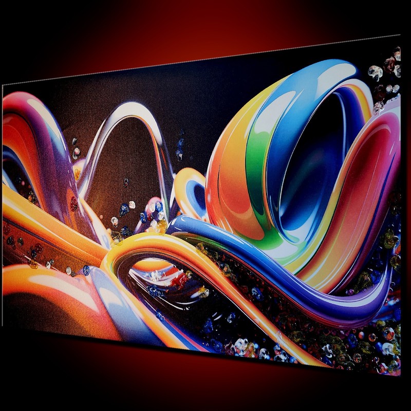 Ready to hang Abstract framed Large Art Painting Home Wall Blue 3D Canvas Modern gallery